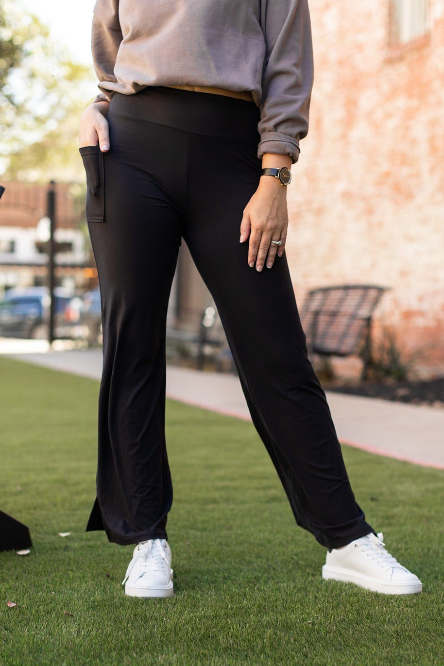 Ready to Ship | The Madison - Straight Leg Black Leggings with Pockets