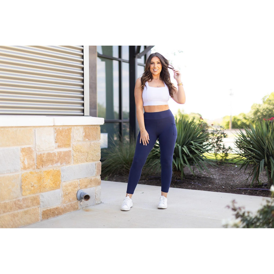 Ready to Ship | The Riley - 7/8 Ankle Length NAVY Leggings with Pockets*