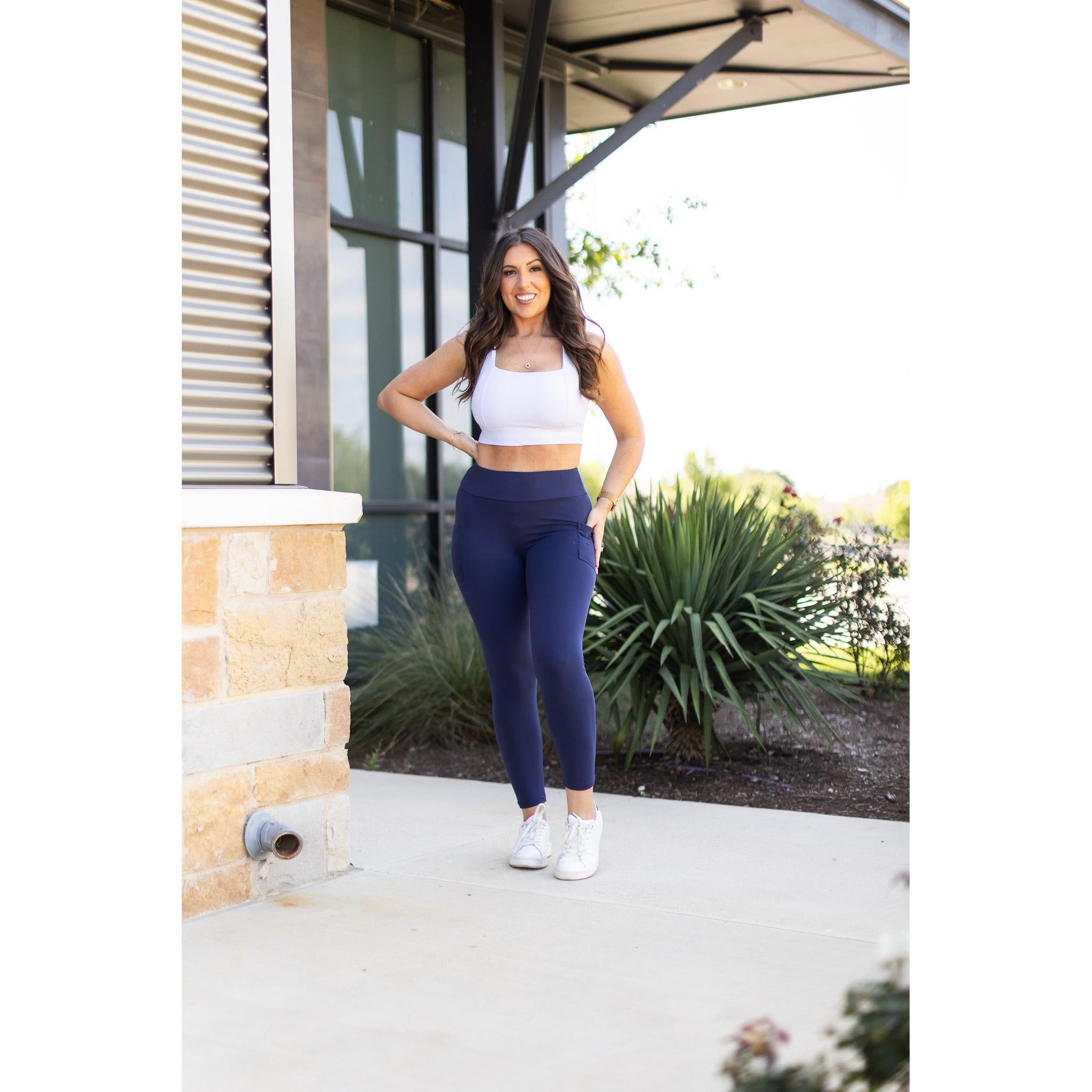 Ready to Ship | The Riley - 7/8 Ankle Length NAVY Leggings with Pockets*