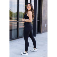 Ready to Ship |  The Stephanie - Crossover BLACK Pocket Full Length Leggings