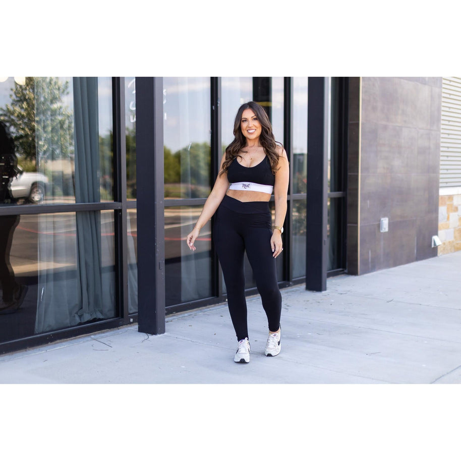 Ready to Ship |  The Stephanie - Crossover BLACK Pocket Full Length Leggings