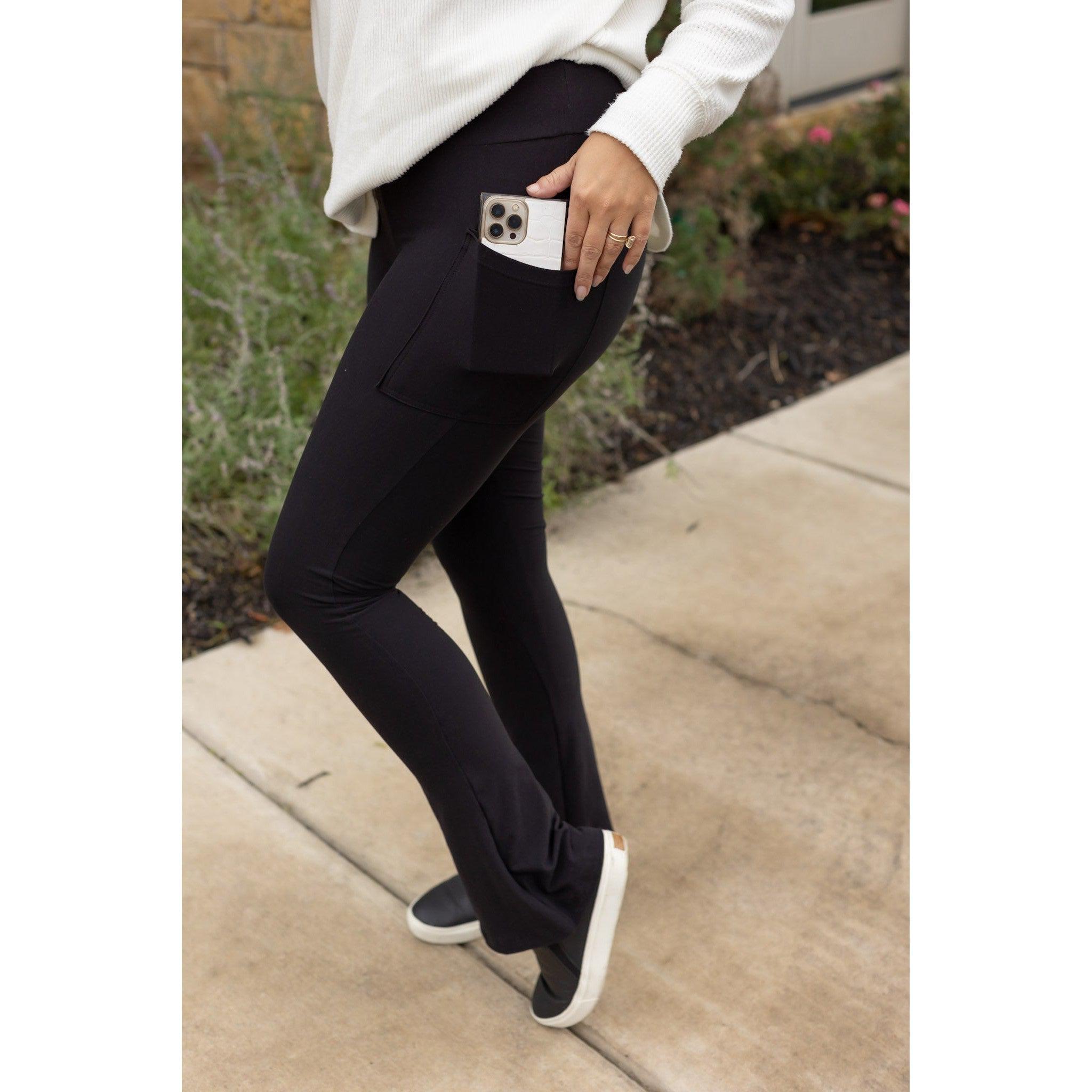 Ready to Ship | The Fiona - Black Flare Leggings WITH POCKETS