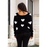 Ready to Ship | The Stephanie - Acrylic V Neck Heart Sweater