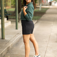 Ready to Ship | The Chrissy - Black Fleece Shorts with Pockets