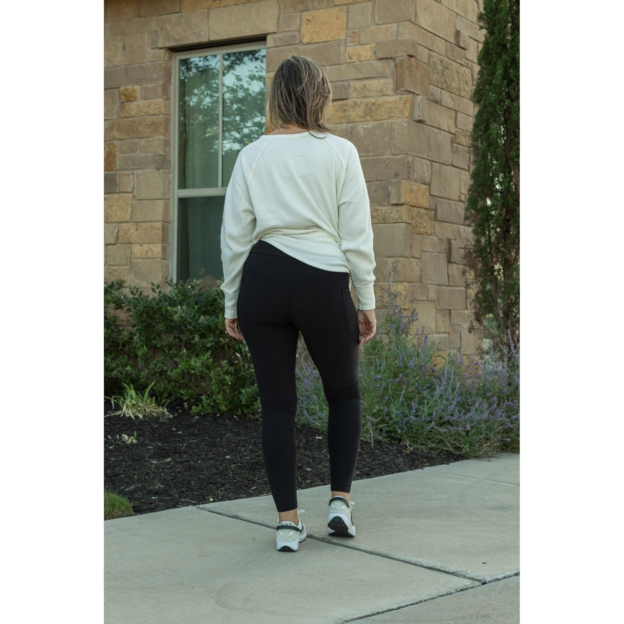 Ready to Ship | The Lilla -   Black FLEECE Full Length Leggings with Pockets
