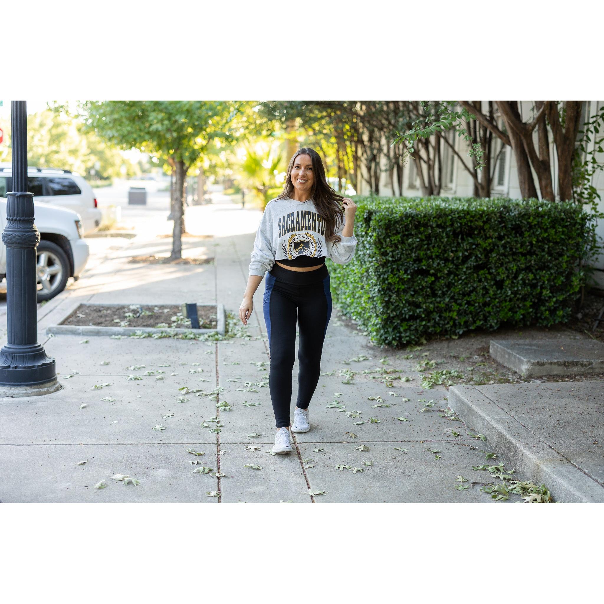 Ready to Ship | The Billie- Blue Panel Full Length Leggings