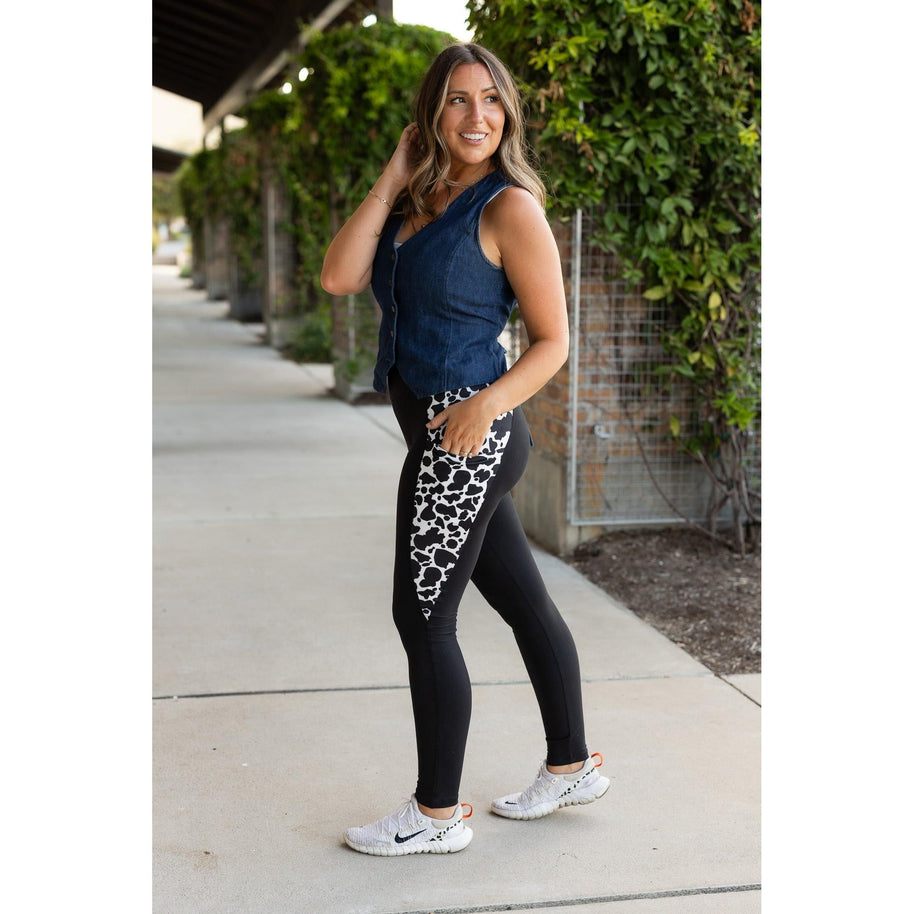 PreOrder | The Carolina - Cow Print Panel Leggings