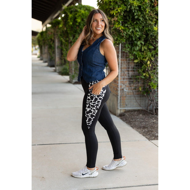 PreOrder | The Carolina - Cow Print Panel Leggings