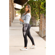 PreOrder | The Gabby - Black And White Plaid Panel Leggings