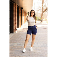 Ready to Ship | The Abby - NAVY Crossover Biker 5 Shorts  R2 - Luxe Leggings by Julia Rose®