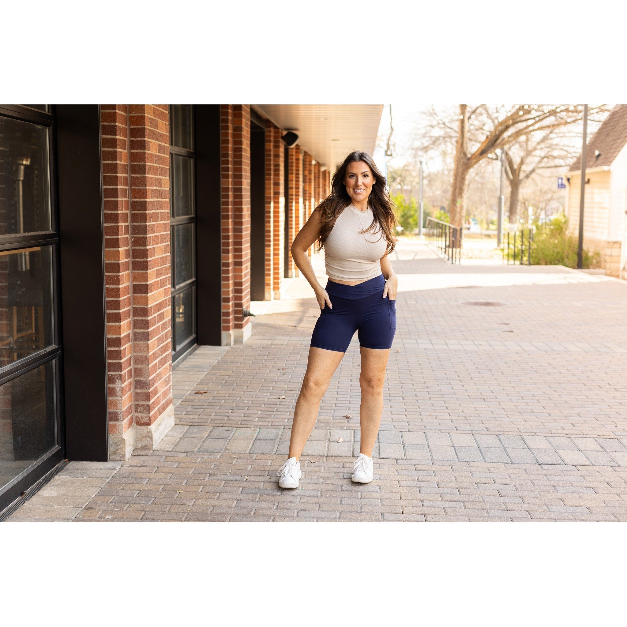 Ready to Ship | The Abby - NAVY Crossover Biker 5 Shorts  R2 - Luxe Leggings by Julia Rose®