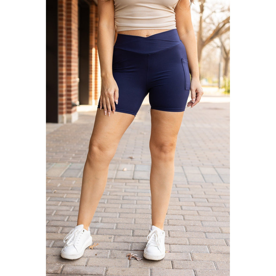 Ready to Ship | The Abby - NAVY Crossover Biker 5 Shorts  R2 - Luxe Leggings by Julia Rose®