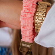 Coral Gingham Keychain