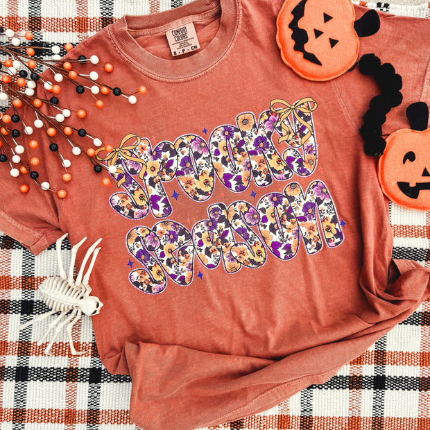 Floral Spooky Season Words Soft Graphic Tee