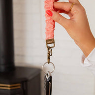 Coral Gingham Keychain