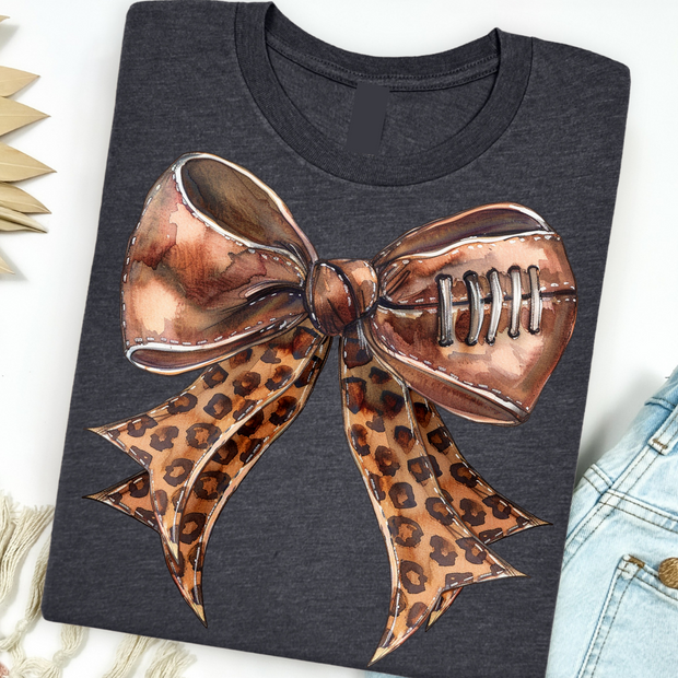 Leopard Football Bow Graphic Tee
