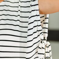 All Lined Up Dolman Sleeve Top in Black Ivory