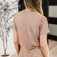 Almost There V-Neck Henley Top In Taupe