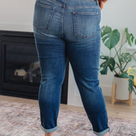 Amber Cuffed Slim Fit Dark Wash Jeans