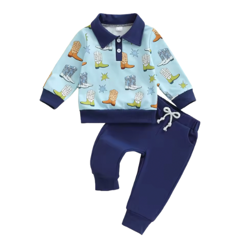 Blue Collared Cowboy Lounge Set