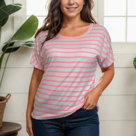 Bubblegum Stripes Twist Back Tee
