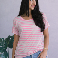 Bubblegum Stripes Twist Back Tee