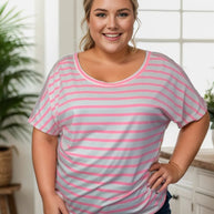 Bubblegum Stripes Twist Back Tee