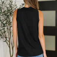Buttoned Up Buttercup Sleeveless Top in Black