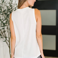 Buttoned Up Buttercup Sleeveless Top in Ivory