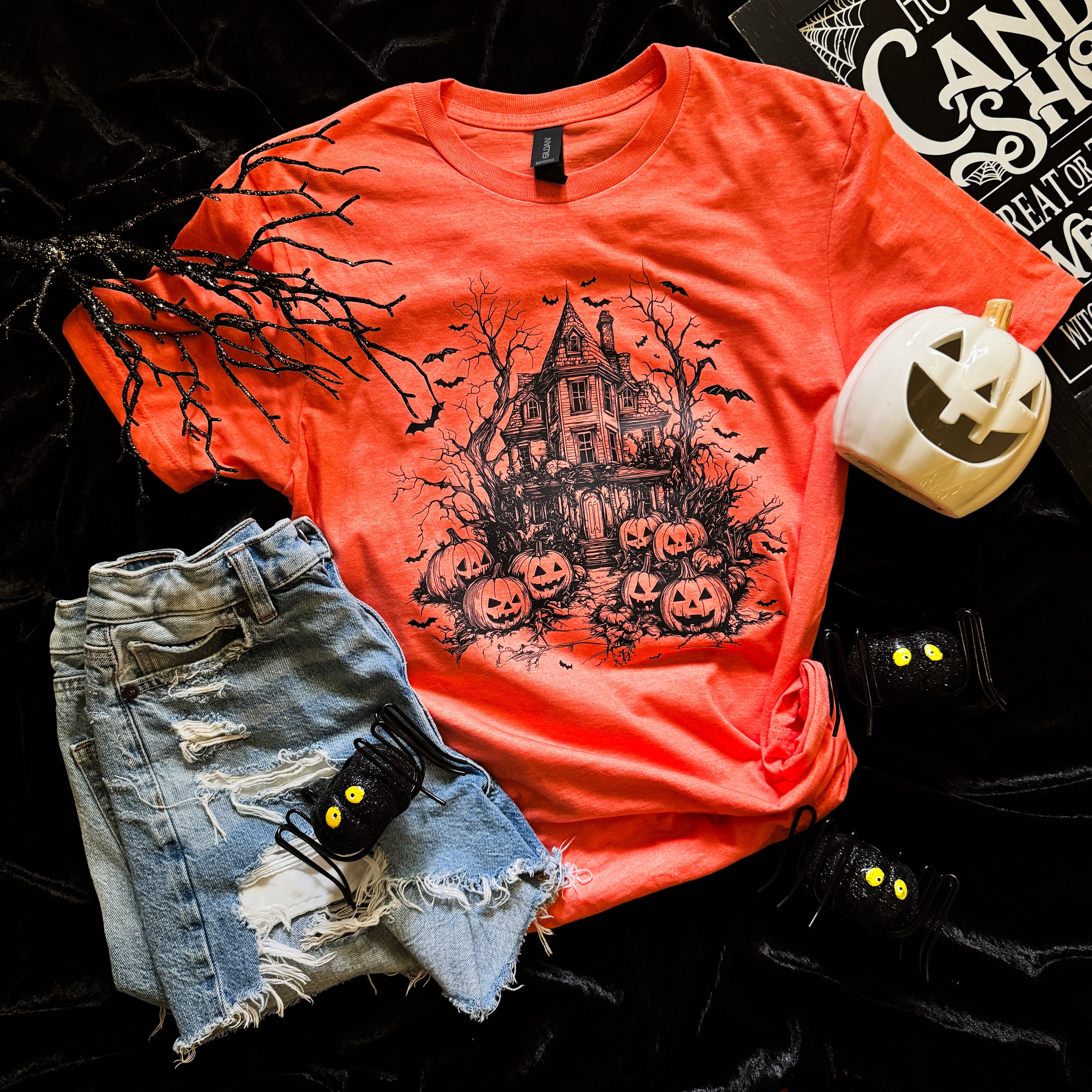 Haunted House Bats Soft Graphic Tee