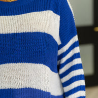 Casual Chaos Drop Shoulder Sweater in Royal Blue