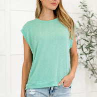 Casually Iconic Waffle Knit Top in Mint