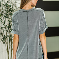 Catch Me Loungin’ Cable Ribbed Knit Top in Black and White