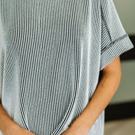 Catch Me Loungin’ Cable Ribbed Knit Top in Black and White