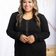 Cozy & Warm Black Henley