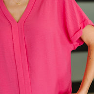 PREORDER: Crinkle Wove V-Neck Blouse in Four Colors