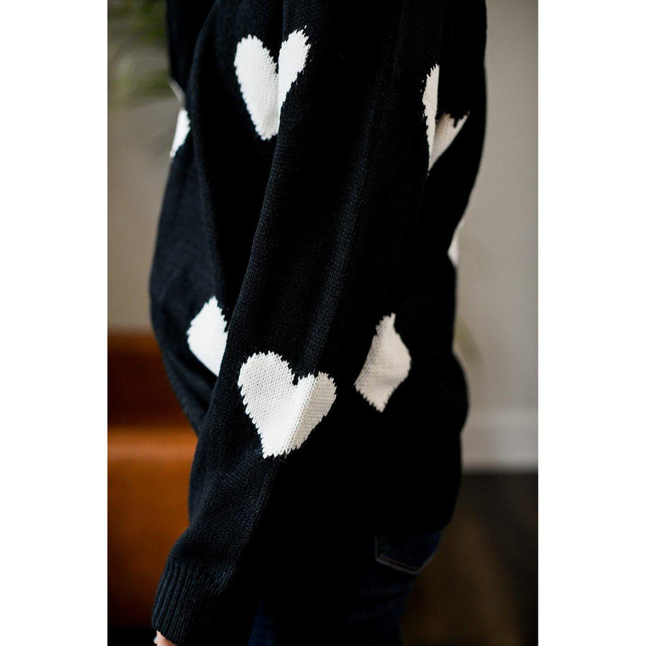 Ready to Ship | The Stephanie - Acrylic V Neck Heart Sweater