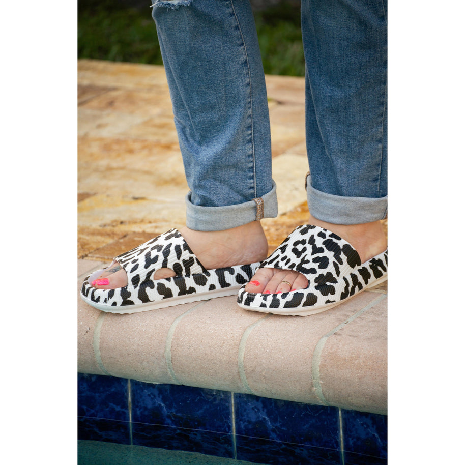 Ready to Ship | White Leopard Insanely Comfy -Beach or Casual Slides