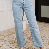 Debbie High Rise Stone Wash Straight Fit Jeans