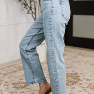Debbie High Rise Stone Wash Straight Fit Jeans