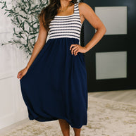 Dockside Darling Midi Dress in Navy