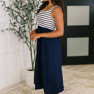 Dockside Darling Midi Dress in Navy