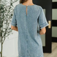 Dressed & Obsessed Chambray T-Shirt Dress in Indigo