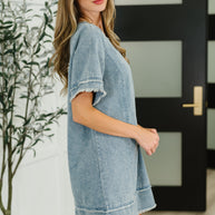 Dressed & Obsessed Chambray T-Shirt Dress in Indigo