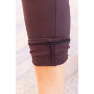 Ready to Ship | The Belle - Brown FLEECE Full Length Leggings with Pockets*