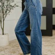 Elsie High Rise Double Button Wide Leg Jeans