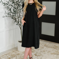 Flatter Me Later Relaxed Dress in Black
