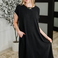 Flatter Me Later Relaxed Dress in Black