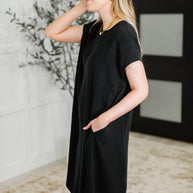 Flatter Me Later Relaxed Dress in Black