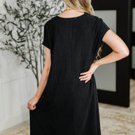 Flatter Me Later Relaxed Dress in Black
